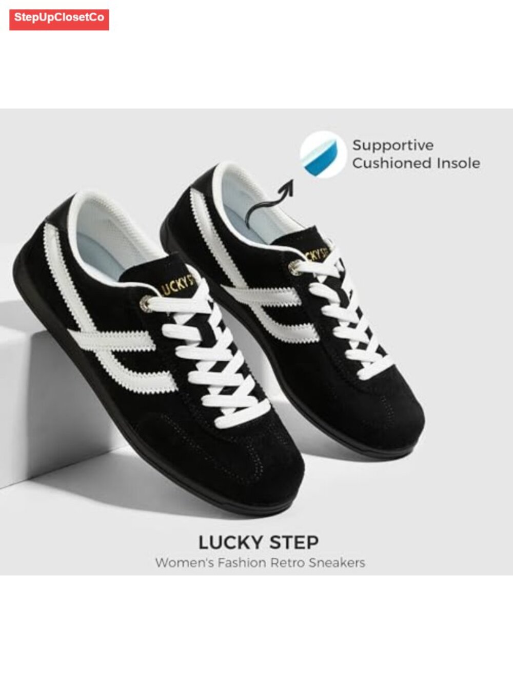 Women Classic Retro Gum Sole Faux Suede Lace-Up Sneakers Walking Shoes - Picture 5 of 6